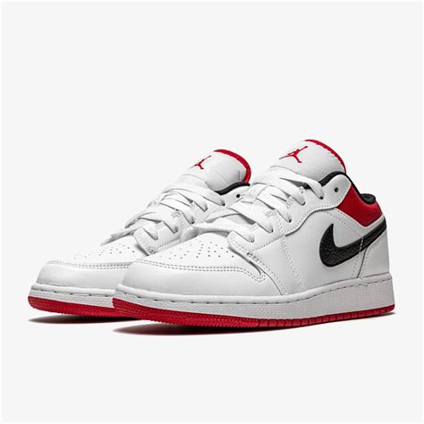 Air Jordan 1 - Low White University Red Black 553558-118 - Kick Ass Kickz