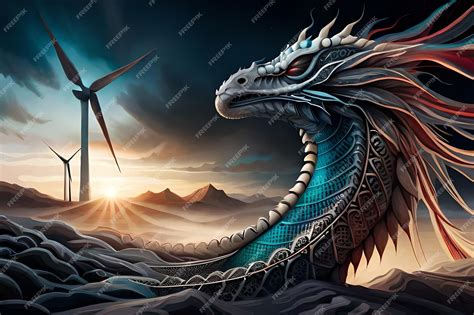 Premium AI Image | Fantasy evil dragon portrait surreal artwork of danger dragon from medieval ...