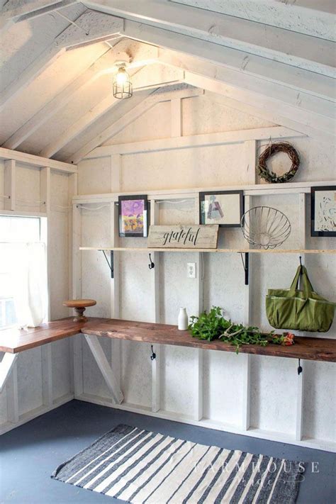 Building a Shed - A Beginner's Guide | Shed interior, Shed decor, Farmhouse sheds