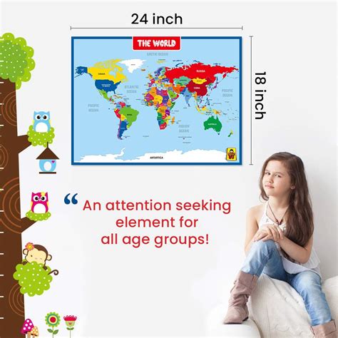 World Map Posters for Kids Wall Decor -Double Side Educational Poster ...