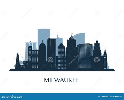 Milwaukee Usa Skyline And Landmarks Silhouette Vector Illustration ...