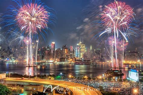 July 4th Fireworks, NYC Wallpaper Mural by Magic Murals