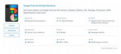 Google Pixel 4a 5G Specifications | DeviceBeast.com