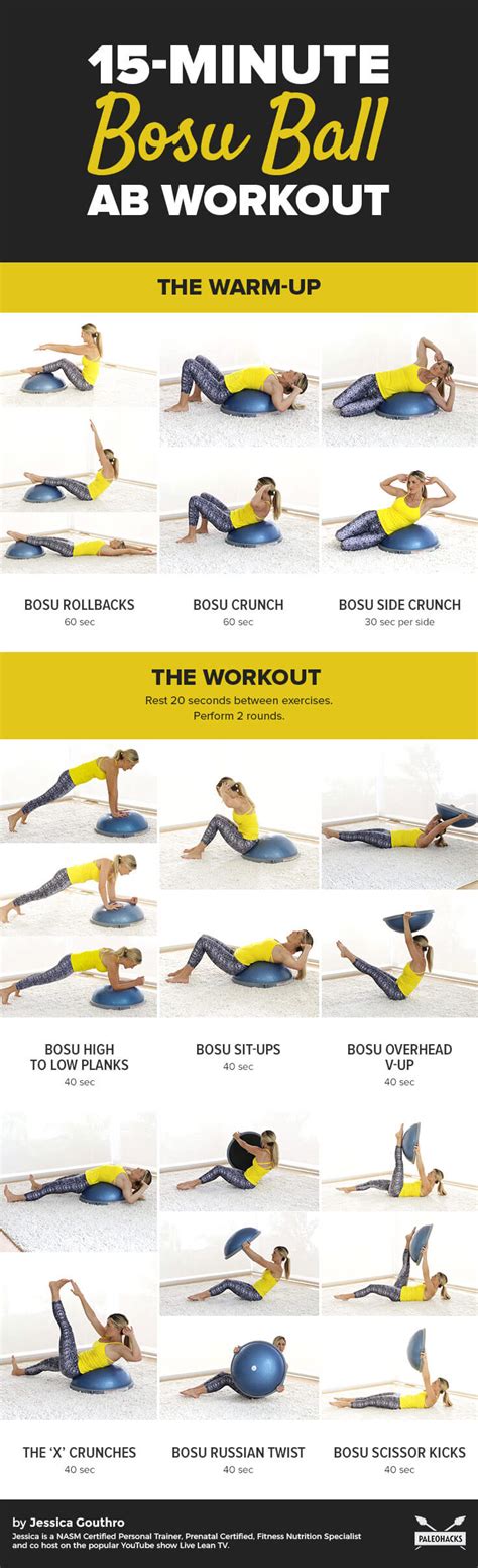 Printable Bosu Ball Exercise Chart