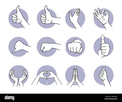 Good, love, and like hand gestures. Vector illustrations of hand and finger gestures that show ...