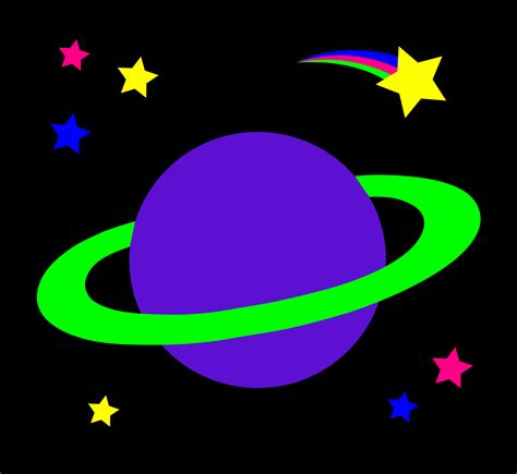 Ringed Planet With Stars - Free Clip Art