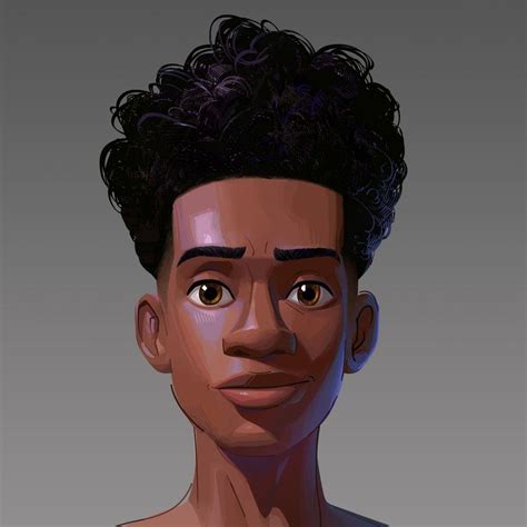 an animated portrait of a man with curly hair