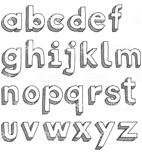 Hand-drawn image of all letters of the alphabet arranged in four rows ...