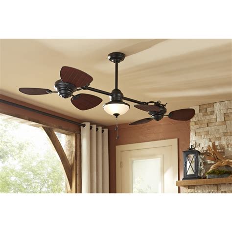 Shop Harbor Breeze Twin Breeze Ceiling Fan with Extended Length Downrod in Oil-Rubbed Bronze at ...