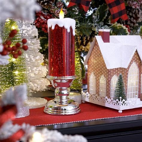 Christmas Candles with Base Battery Operated,LED Glitter Crystal ...