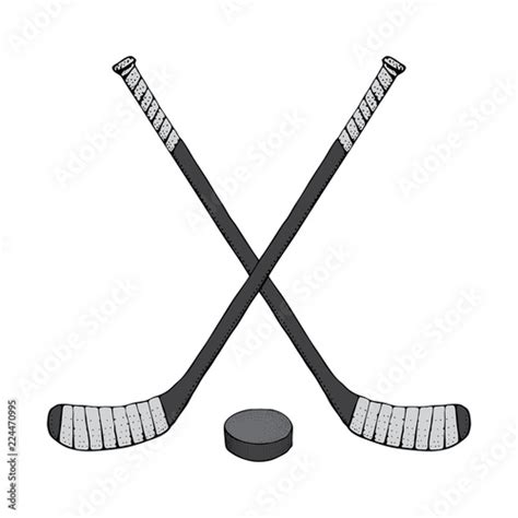 Ice Hockey stick with puck. Sports Vector illustration isolated on ...