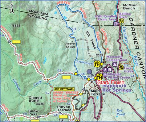 Yellowstone Hiking Map - ToursMaps.com