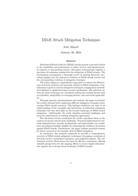 (PDF) DDoS Attack Mitigation Techniques