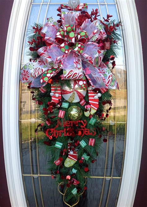 Christmas Wreath Door Wreath Teardrop Vertical Swag