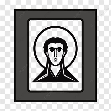 Icon Of Saint Michel The Archangel Vector, A Simplistic Black Icon Of ...