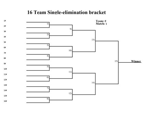 16 Team Bracket Printable - Printable Word Searches