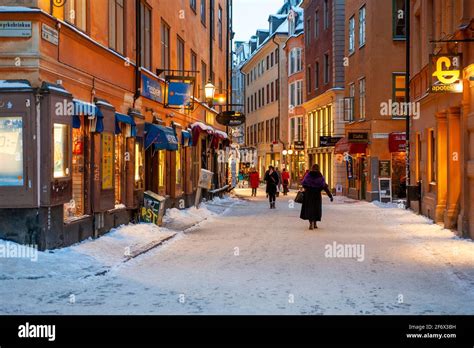 Winter in Stockholm, Västerlånggatan, old town, gamla stan Stock Photo - Alamy