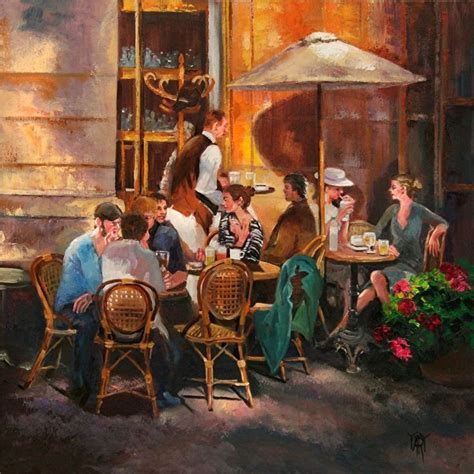 YARY DLUHOS Paris Sidewalk Cafe Restaurant Original IMPRESSIONISM Oil ...