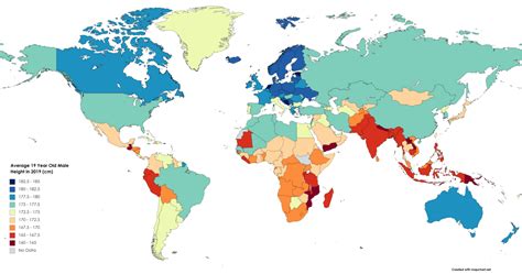 Average human height by country : r/MapPorn