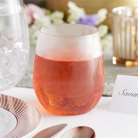 Clear Plastic Stemless Wine Glasses, 12 oz. - 64/Case