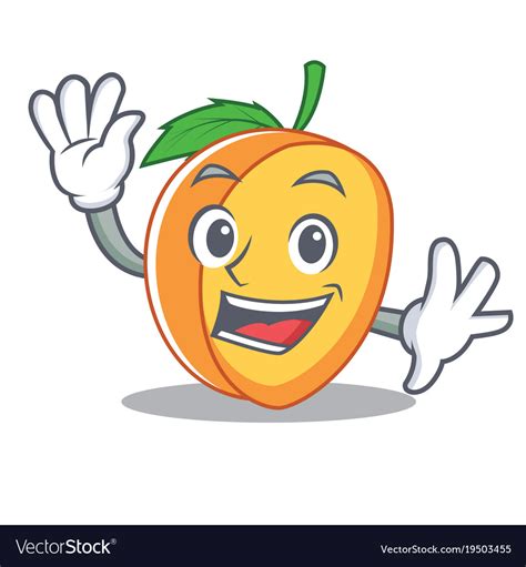 Waving apricot character cartoon style Royalty Free Vector