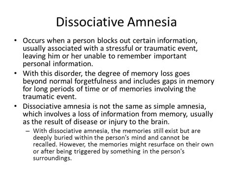 Causes of dissociative amnesia