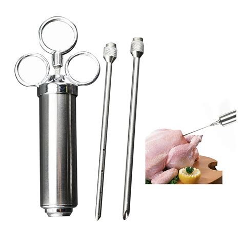 New Arrival Stainless Steel Grill Meat Marinade Injector Syringe Kit Poultry Turkey Chicken BBQ ...