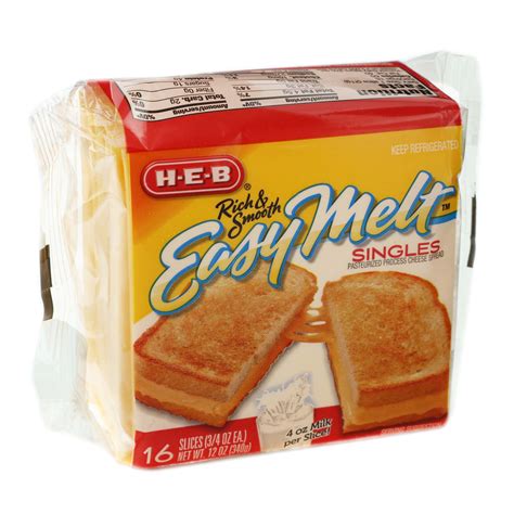 H-E-B Easy Melt Singles American Sliced Cheese, 16 ct - Shop Cheese at ...