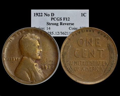 1922 No D 1C Strong Reverse Lincoln Wheat Cent PCGS F12BN - The Penny Lady®