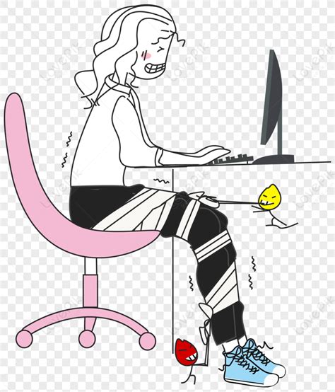 Too Much To Work, Computer Girl, Cartoon Pink, Cartoon Light PNG Transparent Background And ...