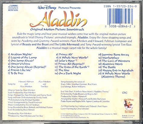 Aladdin (Original Motion Picture Soundtrack) by Walt Disney & Alan Menken ~ CD 1992