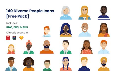 140 Diverse People Icons – Free Design Resources