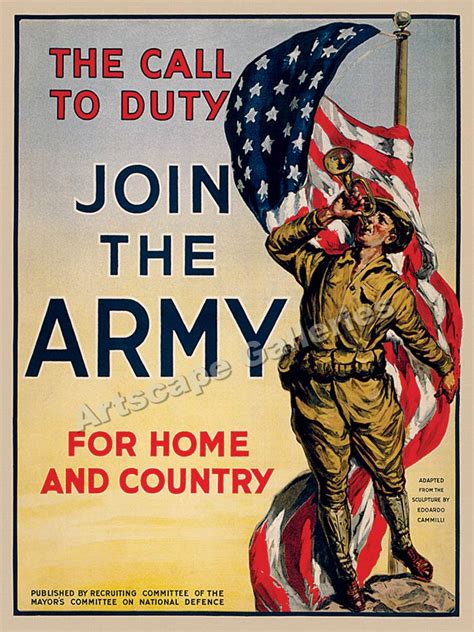 "Join the Army - The Call To Duty" WWI Poster 18x24 | eBay