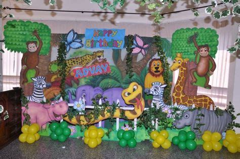 Backdrop at a Jungle Party #jungle #partybackdrop | Jungle theme birthday, Jungle theme parties ...