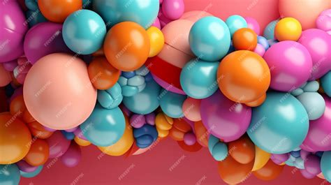 Premium AI Image | Birthday background with 3D colorful balloon decoration