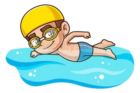 Cartoon Boy Swimming Vector Clip Art Illustration - FriendlyStock