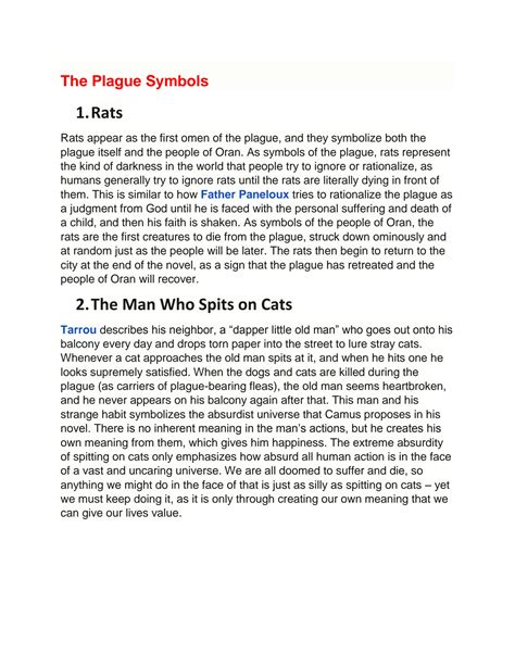 SOLUTION: The plague symbols and themes - Studypool