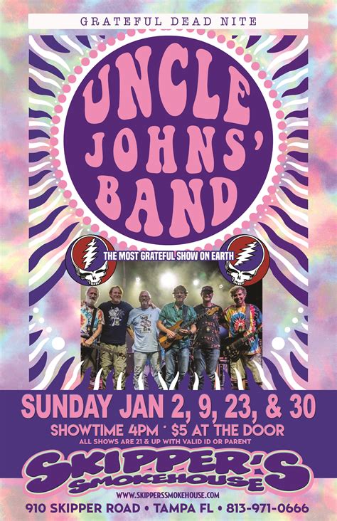 Uncle John’s Band – 4pm $5 | Skipper's Smokehouse - Tampa Florida Iconic Restaurant and Music Venue