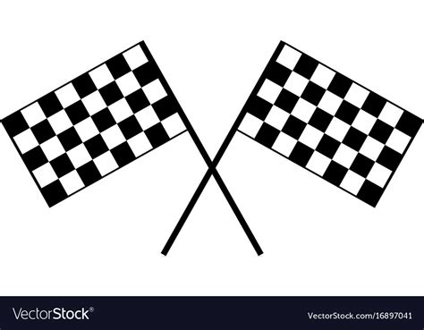 Crossed black and white checkered flags logo Vector Image