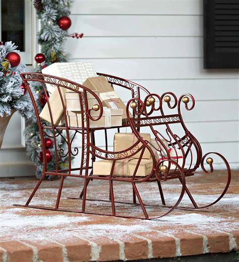 Red Metal Holiday Sleigh | PlowHearth