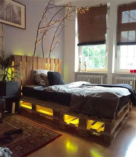 24 DIY Glowing Pallet Bed Ideas | Pallet furniture bedroom, Pallet bed with lights, Diy pallet bed