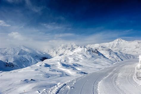 Premium Photo | Alpine winter mountain landscape french alps with snow