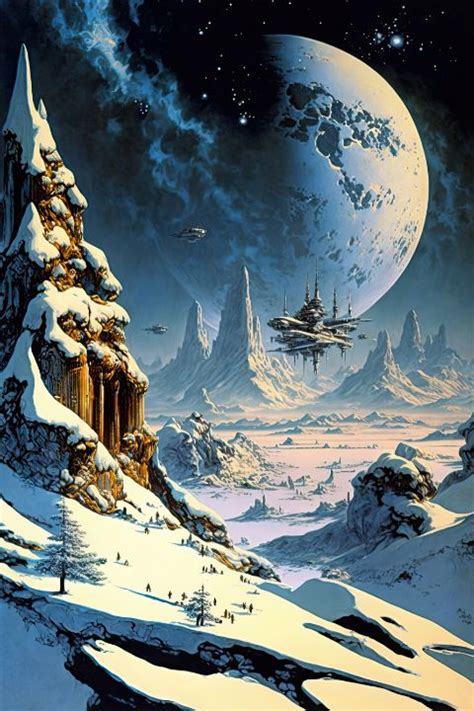 Snow Planet - Classic Sci-Fi Art 70s - Futuristic Fine Art - Digital ...