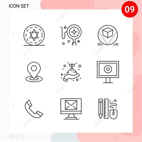 Line Style Vector Design Images, Vector Pack Of 9 Icons In Line Style ...