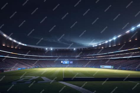 Premium AI Image | football stadium at night top view of a soccer stadium at night with the ...