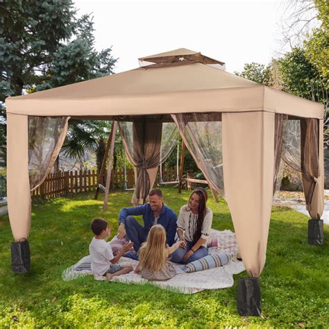 VEVORbrand 10x10ft Outdoor Canopy Gazebo with Four Sandbags - Gazebo ...