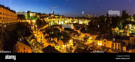 Luxembourg City night Panorama Stock Photo - Alamy