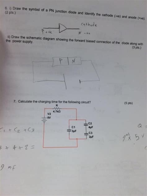 Solved 6. 1) Draw the symbol of a PN junction diode and | Chegg.com