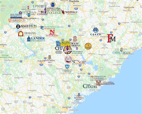 Colleges in South Carolina Map - MyCollegeSelection