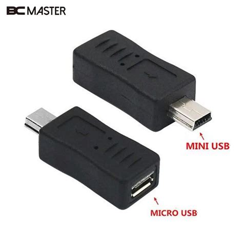 Bcmaster Черный Micro USB мужчина к Mini USB Булавки Женский данных ...